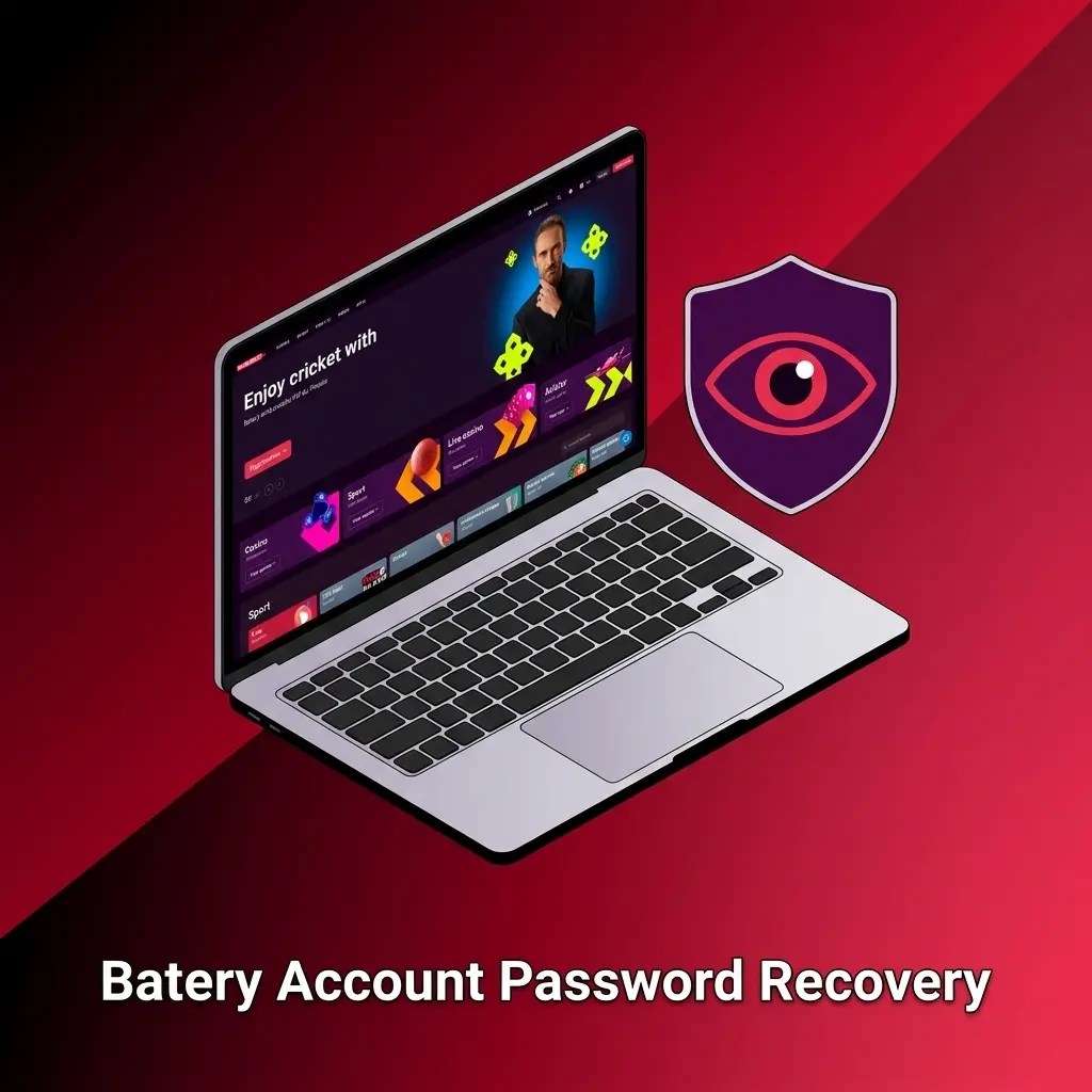 Batery account password recovery screen showing forgot password link, email or mobile number field, and reset instructions