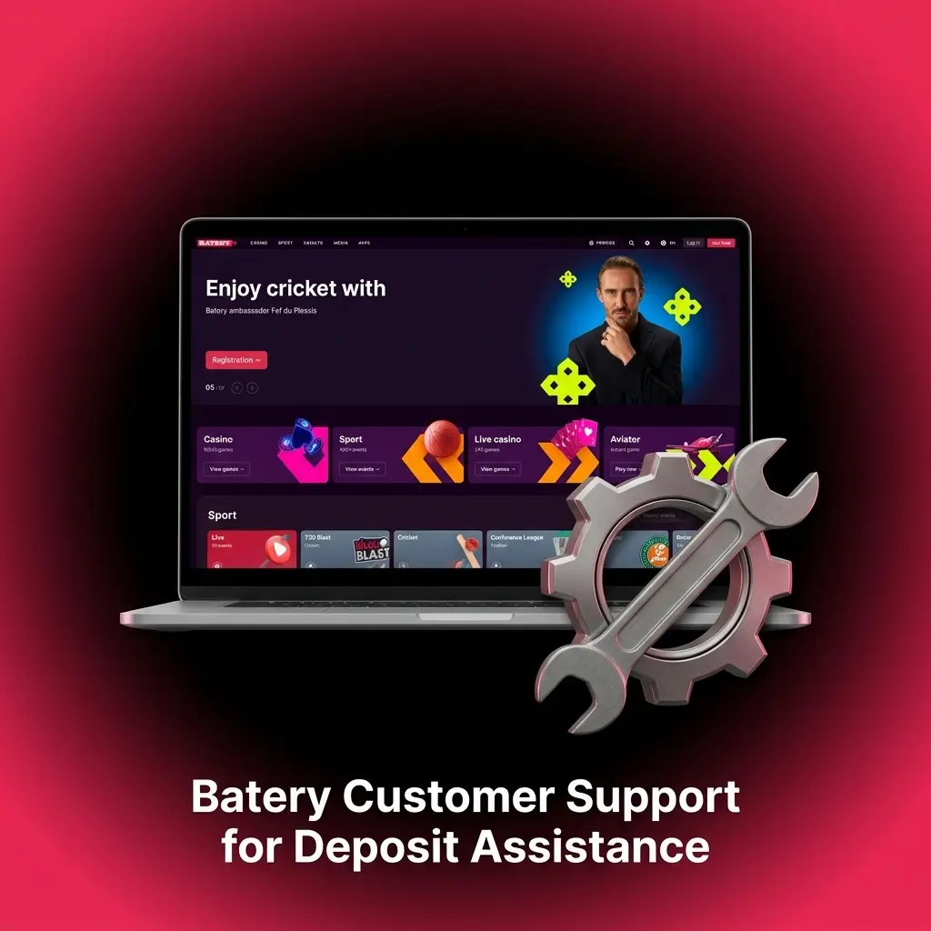Batery customer support channels for deposit assistance including live chat, email, and Telegram available 24/7