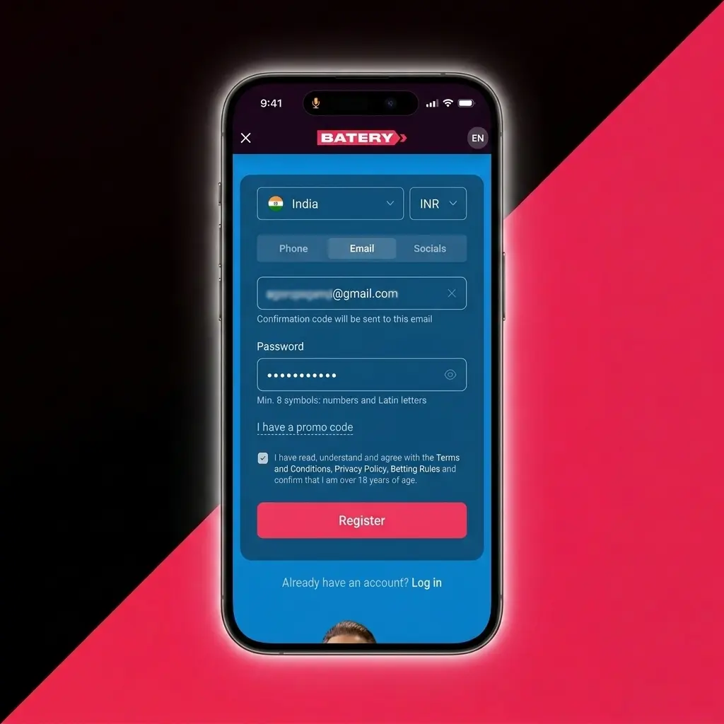 Three-step guide showing how to claim Batery welcome bonus including registration, deposit of 500 INR, and wagering steps