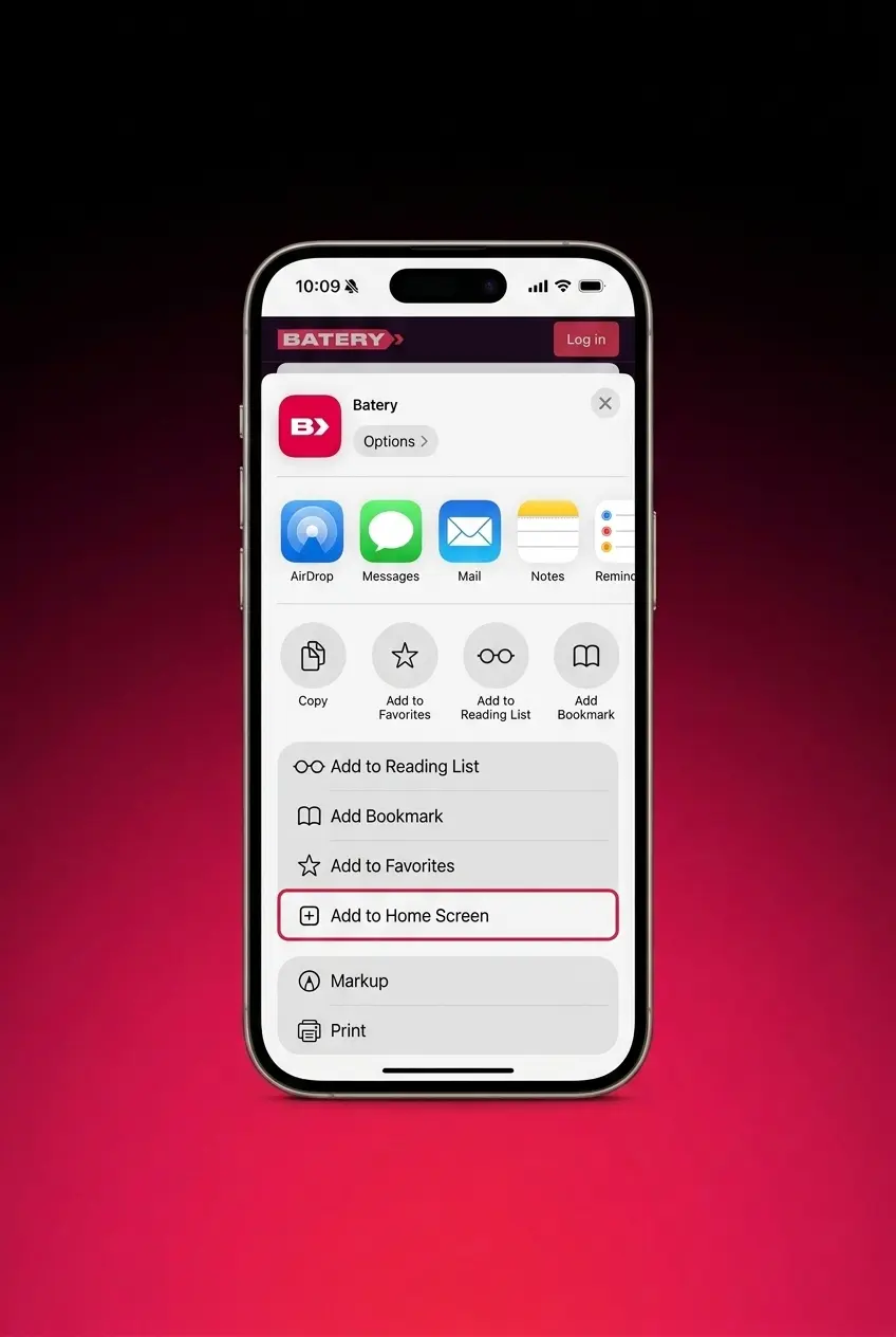 Step-by-step guide to downloading the Batery iOS app on iPhone or iPad via the App Store in 5 easy steps