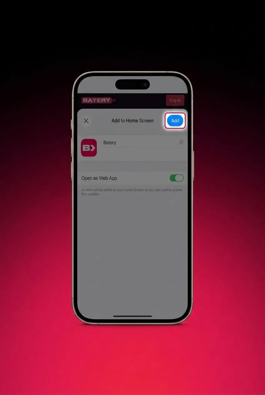 Step-by-step guide to downloading the Batery iOS app on iPhone or iPad via the App Store in 5 easy steps